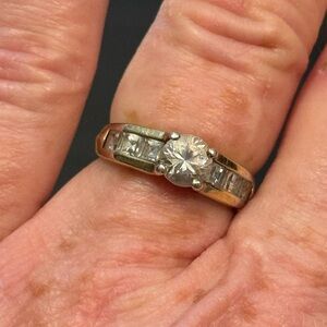 Vintage Sterling Silver 925 Women's Gold Plate Engagement Ring CZ